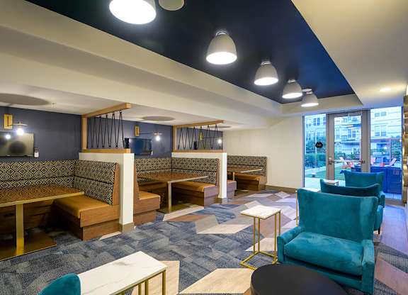 Co-working Lounge Seating at Vero Apartments in Chelsea MA