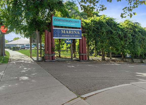 Community entrance at Axis Admiral Hill Apartments in Chelsea MA