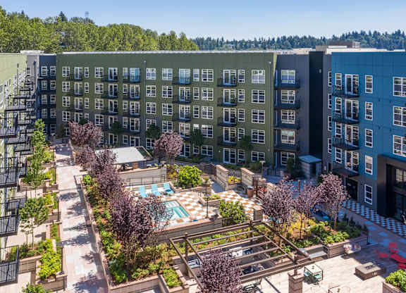 Courtyard Aerial at North at Totem Lake Apartments in Kirkland WA