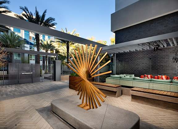 Courtyard Recess Art at Chroma Apartment Homes in Canoga Park CA