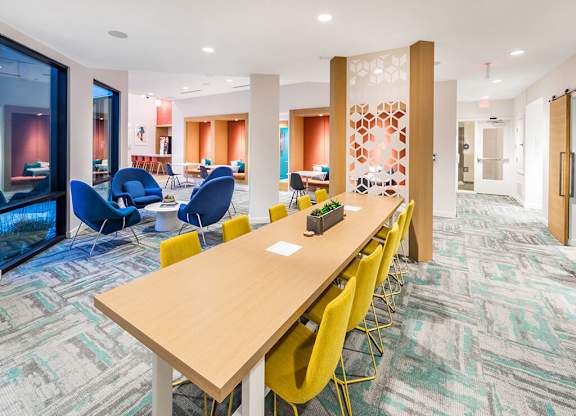 Coworking Lounge Table at Embark Apartments in Fremont CA