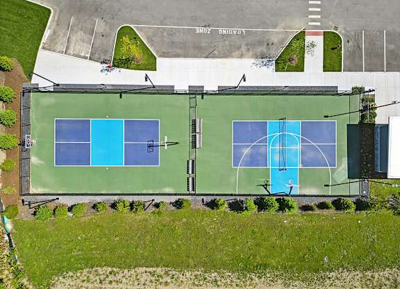 Birds eye view of sports courts at Station 316 Woburn MA