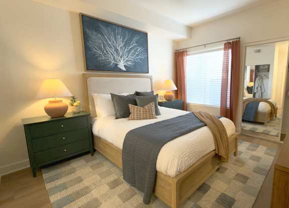 Model bedroom at The Resort at Encinitas Apartments in Encinitas CA