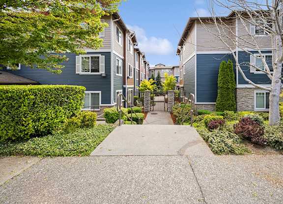 Gated entry exterior at Ballinger Court Senior Apartments in Edmonds WA