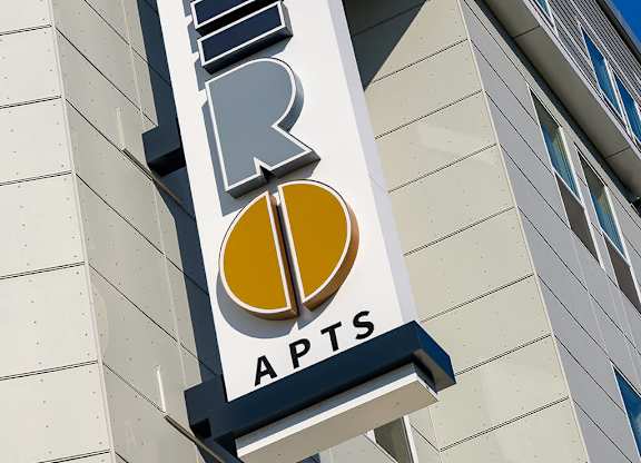Exterior Building Signage at Vero Apartments in Chelsea MA