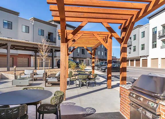 Grilling courtyard at Olivean Apartments in Broomfield CO