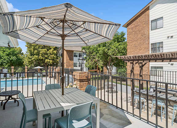 Exterior Patio and Pool at Sky Rock Apartments in Longmont CO