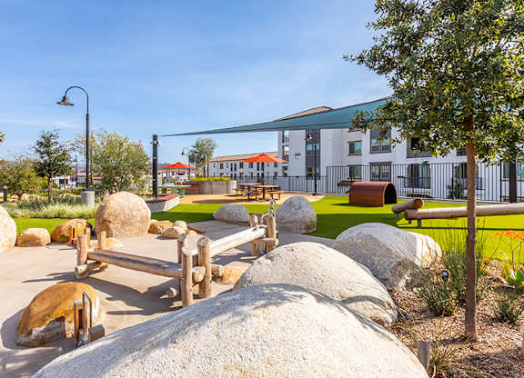 Exterior West Village Park Water Feature at West Village Poway Apartments in Poway CA