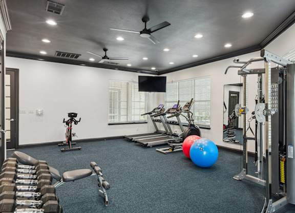 Fitness center at Cypress View Villa Apartments in Weatherford TX
