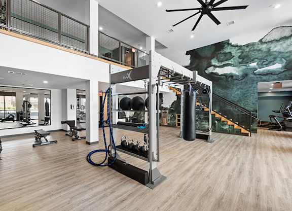 Fitness center cardio at East Bend Apartments in Houston TX