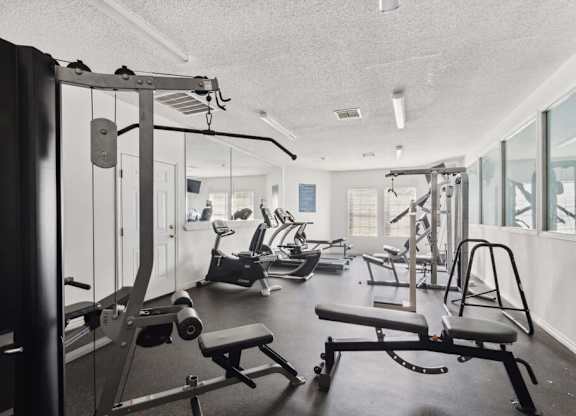 Fitness center at Forest Creek Apartments in Houston TX