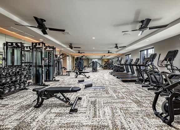 Fitness center at Main and Jamboree Apartments in Irvine CA