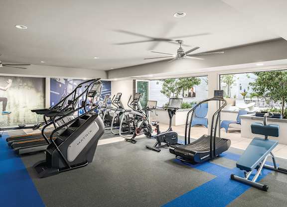 Fitness center cardio machines at Norte Town Lake Apartments in Tempe Arizona