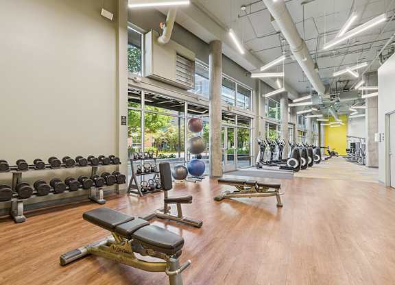 Fitness center at Riverpark Apartments in Redmond WA