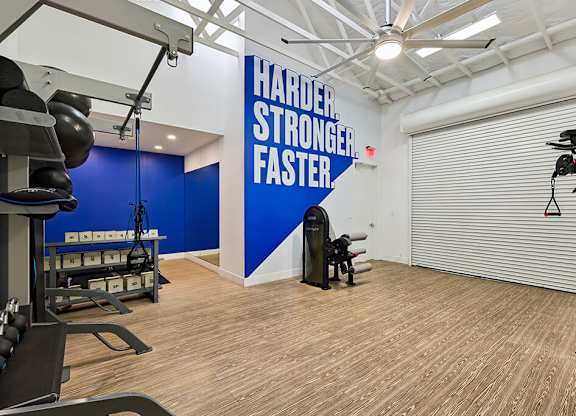 A gym with a sign that says
