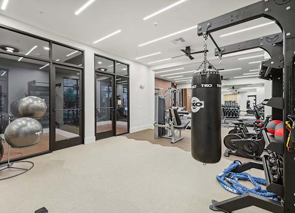 Fitness center at The Sevens in Dallas TX