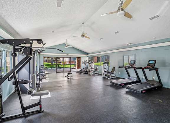 Fitness center cardio at Rock Peak on Sunset Apartments in Longmont CO