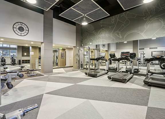 Fitness Center Cardio Wide Shot at Haven at Del Mar Station Apartments in Pasadena CA