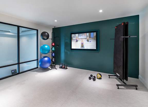 Fitness center flex studio at Bevel Apartments in San Diego CA