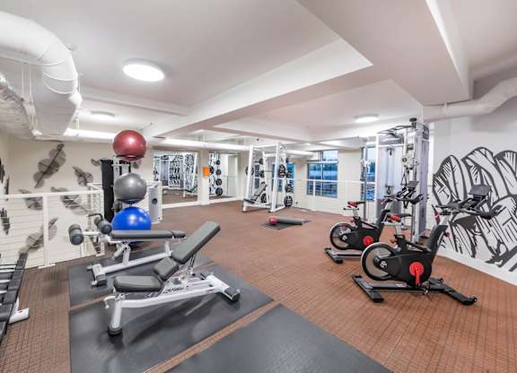 Fitness Center Second Floor at North at Totem lake Apartments in Kirkland WA