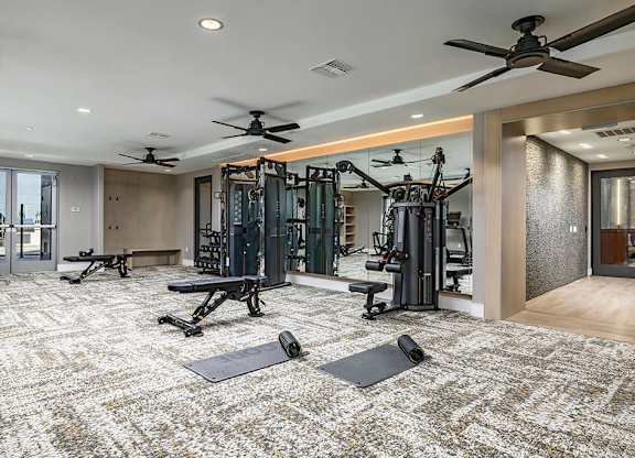 Fitness center at Main and Jamboree Apartments in Irvine CA
