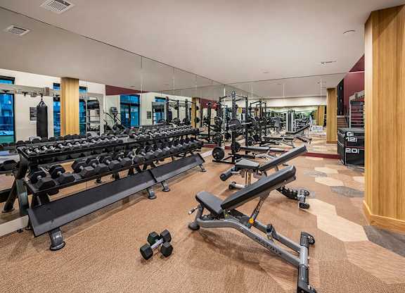 Fitness Freeweights at Heights at 1520 Apartments in Houston TX