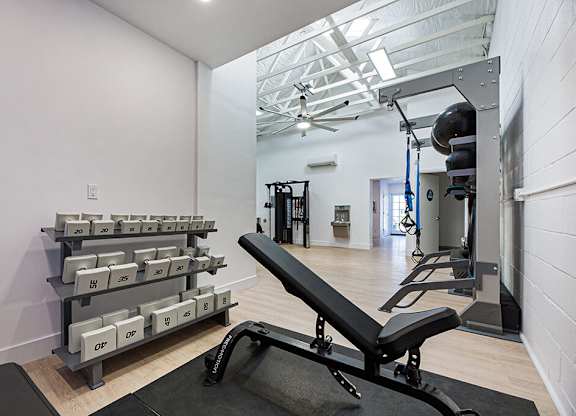 Fitness Center Free Weights at The Resort at Encinitas Apartments in Encinitas CA
