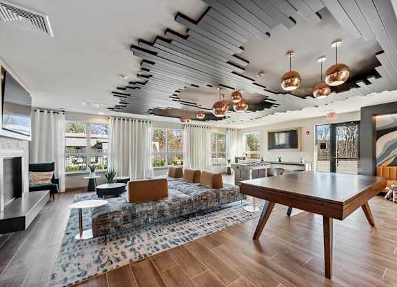 Gameroom and Social Lounge at The Quill Apartments in Milford, MA