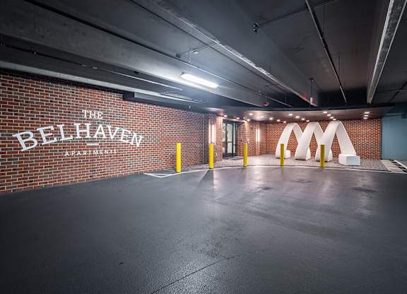 Garage signage at The Belhaven in Alexandria VA
