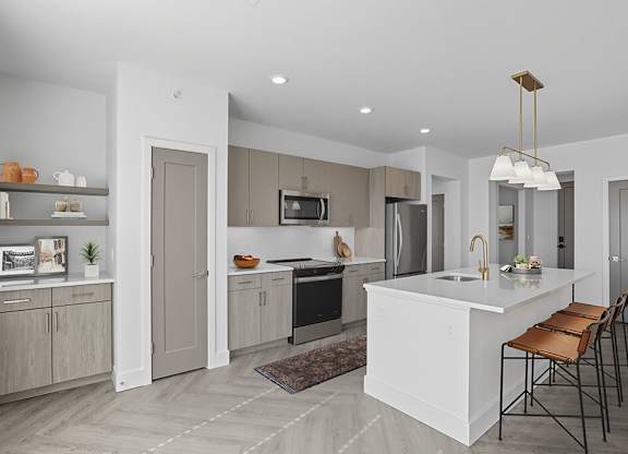 Kitchen in Herringbone Design at Station 316 Woburn MA