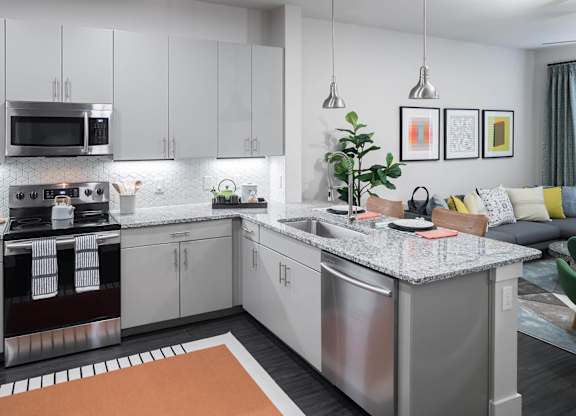 Kitchen dishwasher and sink at Jada Legacy Central Apartments in Plano TX