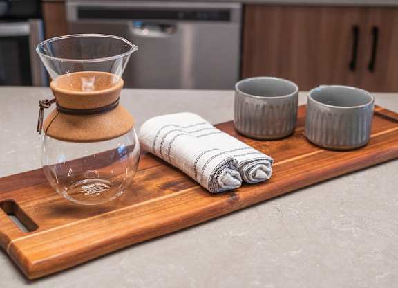 Kitchen accessories at VERO Apartments in Chelsea MA