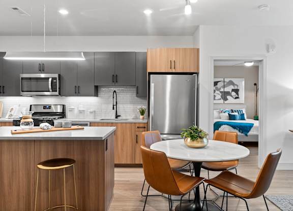 Kitchen and Dining Area at VERO Apartments in Chelsea MA