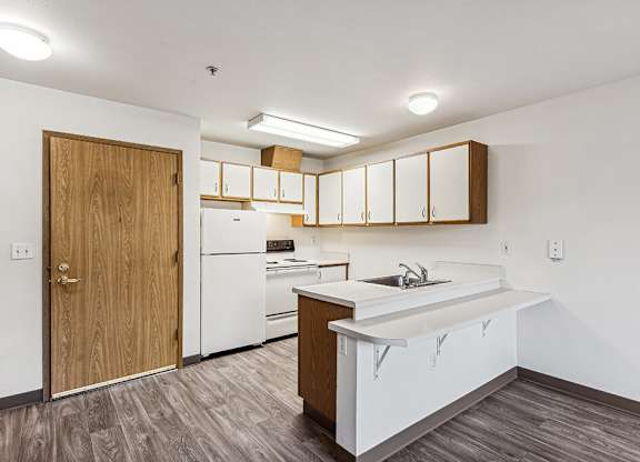 Kitchen at Woodrose Senior Affordable Apartments in Bellingham WA
