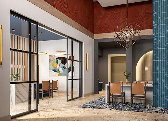 Leasing Lobby at Hawkley Apartments in Milford MA
