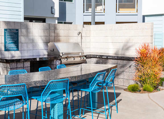 Grilling area at Bevel Apartments in San Diego CA