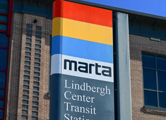 Lindbergh MARTA stop sign near The Edley Apartments in Atlanta GA