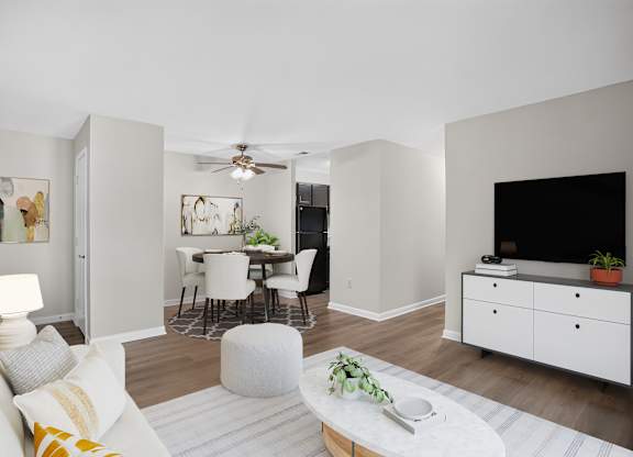 Living and dining room at Weston Circle Apartments in Fredericksburg VA
