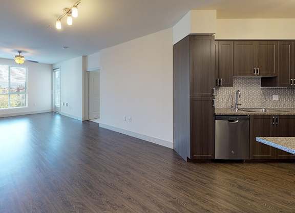 Living room with wood flooring at 808 West in San Jose CA