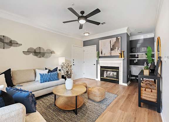 Living Room at River Pointe at Den Rock Park in Lawrence MA