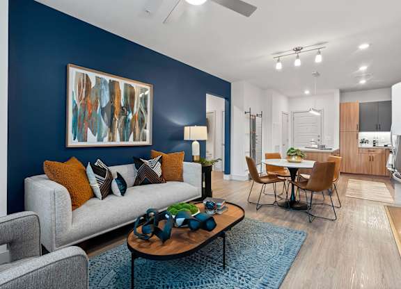 Living Room at VERO Apartments in Chelsea MA