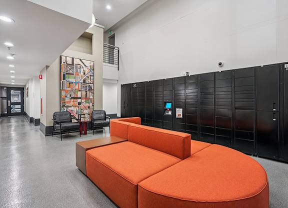 Lobby Package Lockers at Haven at Del Mar Station Apartments in Pasadena CA