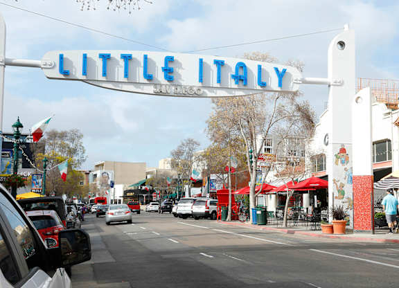 Local Attactions Little Italy Sign near II Palazzo Apartments in San Diego CA
