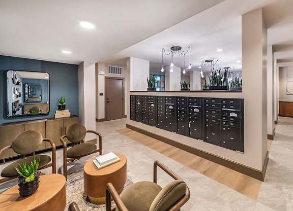 Mail room at Cala Apartments in Austin TX