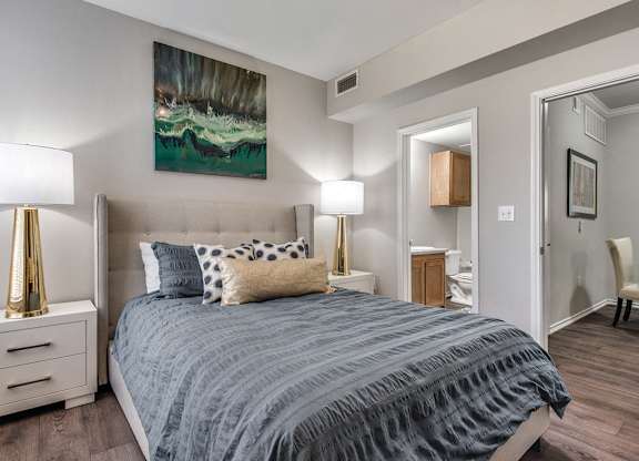 Primary bedroom at Kensley Apartment Homes in Irving TX