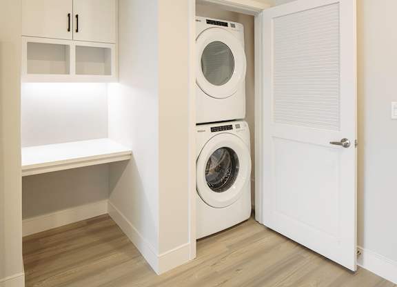 Built in desk and in unit laundry at CALIXA Apartment Homes in Camarillo CA