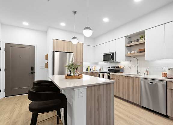 Model Boundless Forest Design Package Kitchen at The Brynn Apartments in Kirkland WA