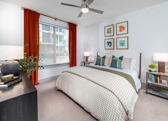Model bedroom at Luca Apartments in Austin TX