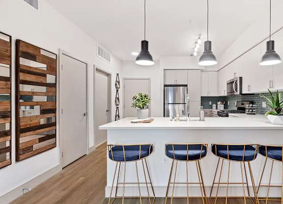 Kitchen with breakfast bar at Altitude Apartments in South San Francisco CA