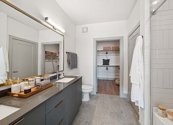 Bathroom at Heights at 1520 Apartments in Houston TX